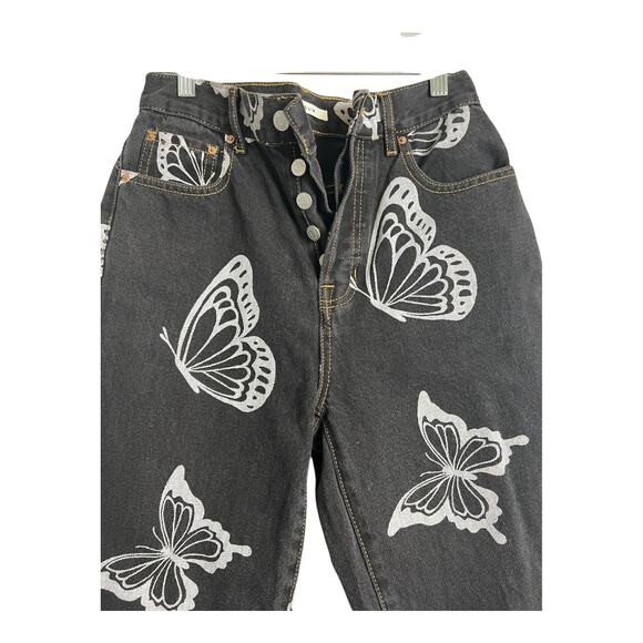 PacSun Butterfly Jeans Basic Casual Denim Pants High Rise Straight Raw Hem 26 - Picture 3 of 7